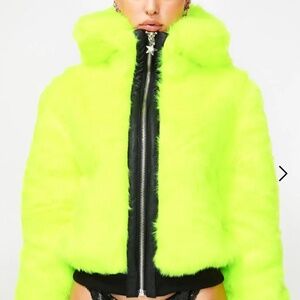 Neon Yellow Fur Coat